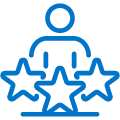 Icono de persona con tres estrellas